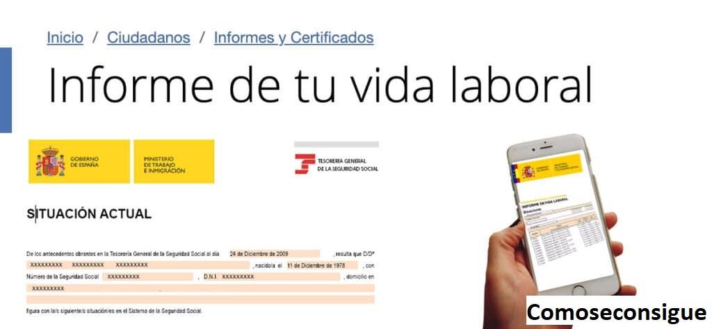 informe vida laboral celular sms