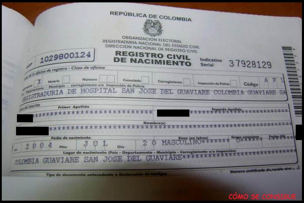 Acta de nacimiento para obtener el pasaporte en Colombia